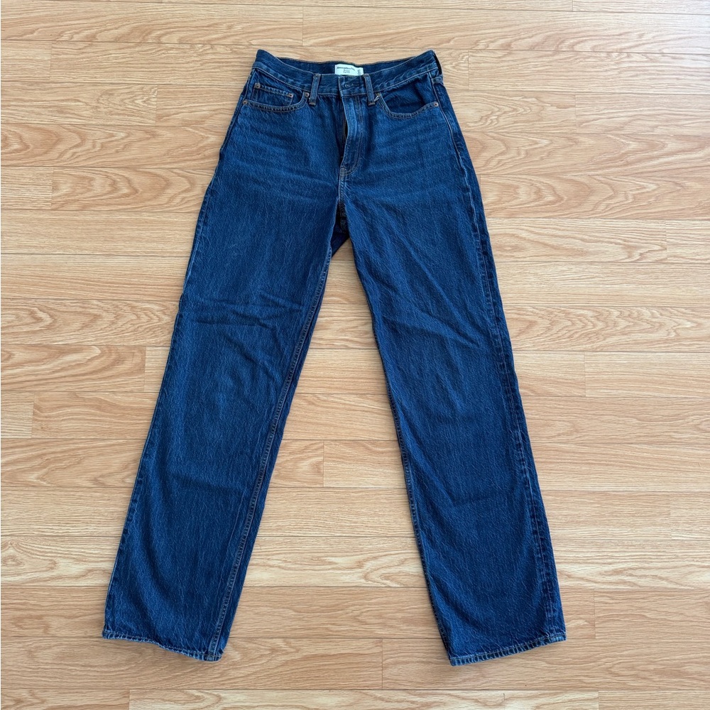 Abercrombie & Fitch Dark Blue Wide Leg Jeans 27 x long